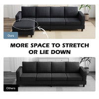 L Shaped Couch, L Shape Sofa with Chaise Lounge and Spring Cushion for Living Room, Bedroom, Charcoal Grey
