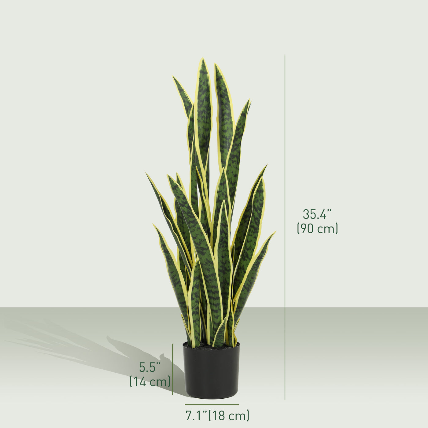 Artificial Tree, 35.4" Artificial Snake Plant with 21 Leaves in Pot for Home, Office, and Living Room, Green