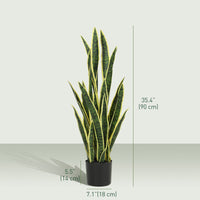 Artificial Tree, 35.4" Artificial Snake Plant with 21 Leaves in Pot for Home, Office, and Living Room, Green