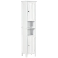 Bathroom Cabinet, Freestanding Linen Cabinet with Open Shelves, 13.8" x 11.8" x 62.4", White