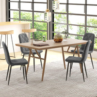 Dining Chairs Set of 4, Upholstered Dining Room Chairs with Steel Legs, Modern Kitchen Chair for Dining Room, Grey