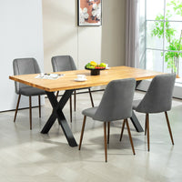 Upholstered Dining Chairs Set of 4, Velvet Accent Chair with Back and Wood-grain Steel Leg for Kitchen, Dark Grey
