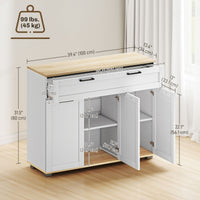 Sideboard Buffet Cabinet, Modern 40" Coffee Bar Cabinet with Wide Drawer, 3 Doors and 2 Adjustable Shelves, White