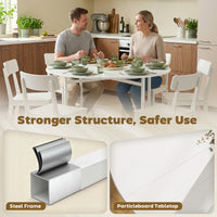 Folding Dining Table for 3-6 People, 47" Round Drop Leaf Kitchen Table with Steel Frame, White