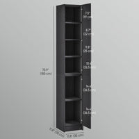 Freestanding Tall Bathroom Storage Cabinet with Adjustable Shelves, Bathroom Organizer, Black Wood Grain