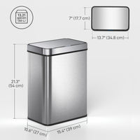 13.2 Gallon Sensor Can, Automatic Garbage Can with Soft-Close Lid, Fingerprint-Proof Stainless Steel, Silver