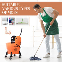 6.9 Gal/26L Mop Bucket, Mop Bucket with Wringer, Wheels and Handle, Orange