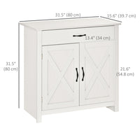 Farmhouse Sideboard Buffet Cabinet, Storage Cabinet with Barn Doors, Distressed White