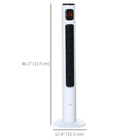 Freestanding Tower Fan Cooling for Home Bedroom with Oscillating, 3 Speed, 12h Timer, LED Sensor Panel, Remote Controller, White