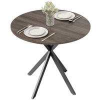 31.5" Industrial Round Dining Table - Distressed Dark Brown