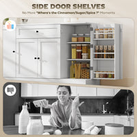 55" Modern Kitchen Storage Cabinet with Drawer, Adjustable Shelves, Small Kitchen Pantry with Door Racks, White