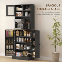66.5" Tall Kitchen Pantry Cabinet, Kitchen Hutch, Microwave Cabinet with Adjustable Shelves for Dining Room, Black