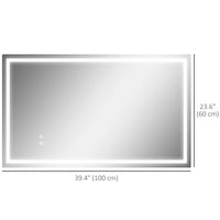 39" x 24" Bathroom Mirror with LED Lights, Wall Mounted Vanity Mirror with Anti-Fog Pad and Touch Button, Clear