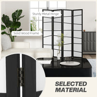 5.6ft Folding Room Divider, 4 Panel Wall Partition with Wood Frame for Bedroom, Home Office, White