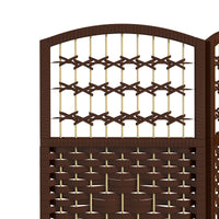 6 Panel Folding Room Divider, Portable Privacy Screen, Wave Fiber Room Partition for Home Office, Brown