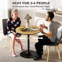 27.6" Round Kitchen Table for 2, Modern Small Dining Table with Wood Veneer, Steel Base for Dining Room, Natural