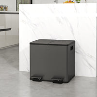 Garbage Bin, Soft-Close Trash Can with Foot Pedal, 2x4 Gallon (2x15 L) Garbage Can with Removable Inner Buckets, Black