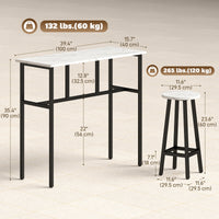 Bar Table Set of 6, Bar Table and Stools for 4, 2 Breakfast Tables and 4 Stools for Living Room, White Marble