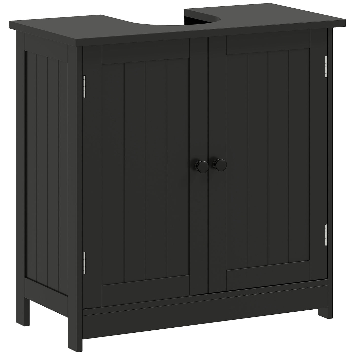 Bathroom Vanity, 24" Pedestal Sink Bathroom Vanity Furniture with 2 Doors and Shelf, Black