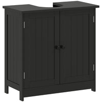 Bathroom Vanity, 24" Pedestal Sink Bathroom Vanity Furniture with 2 Doors and Shelf, Black