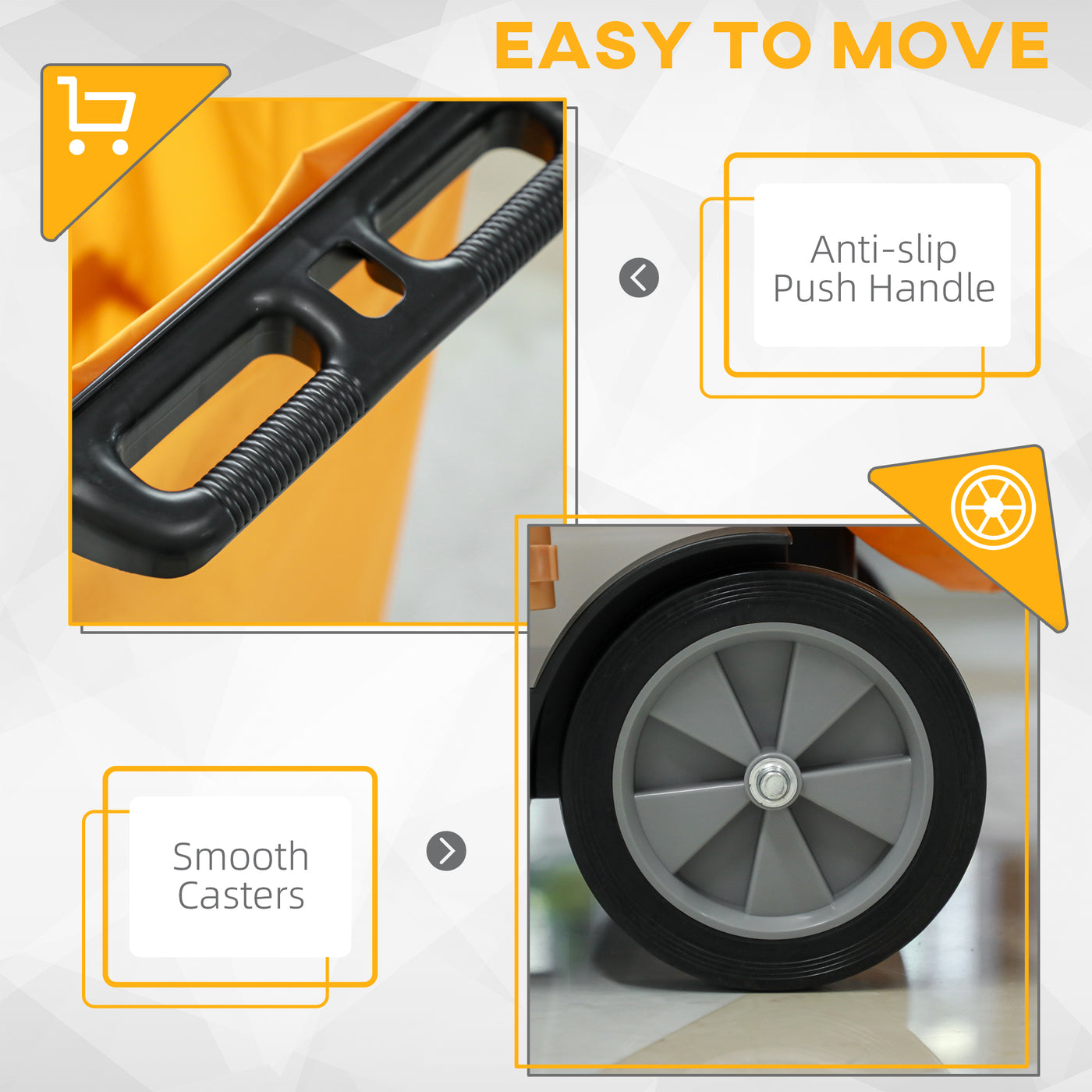 Janitorial Cart with 3 Shelves, Cleaning Cart on Wheels with Rubbish Bag and Mop Holders for Hotel, Housekeeping, Black