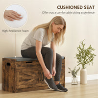 Shoe Storage Bench, Entryway Bench with 2-Tier Cabinet, Flip-Top Storage, Padded Cushion for Hallway, Rustic Brown
