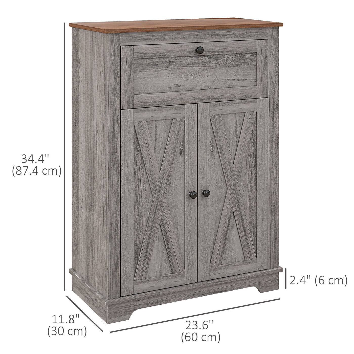 Storage Cabinet Farmhouse Sideboard Storage Cabinet with Doors and Drawer for Kitchen, Living Room, Grey Wash