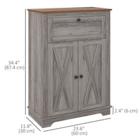 Storage Cabinet Farmhouse Sideboard Storage Cabinet with Doors and Drawer for Kitchen, Living Room, Grey Wash