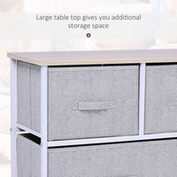 Linen Drawer Cabinet Organizer Storage Dresser Tower with 5 Removable Drawer Metal Frame Adjustable Feet for Living Room, Kitchen, Bathroom, Grey