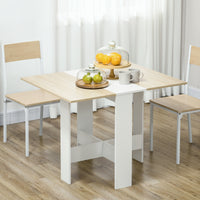Drop Leaf Dining Table Wood Folding Table Multi-Use Side Table Dining Desk Space Saving Table, White/Oak
