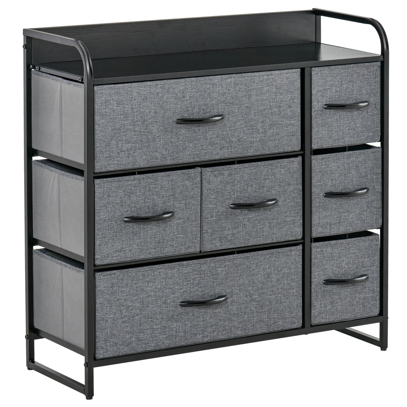 7-Bin Dresser Storage Tower Cabinet Organizer Unit, Easy Pull Fabric Bins with Metal Frame