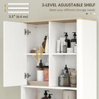 Over The Toilet Storage Cabinet, Bathroom Space Saver Cabinet with Adjustable Shelf, Bathroom Organizer, White