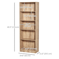 5-Tier Bookcase, Storage Bookshelf with Adjustable Shelves, Display Shelves for Living Room, Home Office, Nature Wood