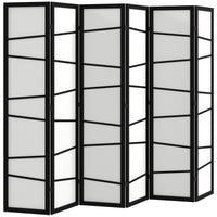 66.9" Folding Room Divider, 6 Panel Wall Partition with Wood Frame for Bedroom, Home Office, White