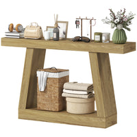 55" Farmhouse Console Table, 2-Tier Entryway Table with Storage for Hallway, Living Room, Behind Couch,  Oak