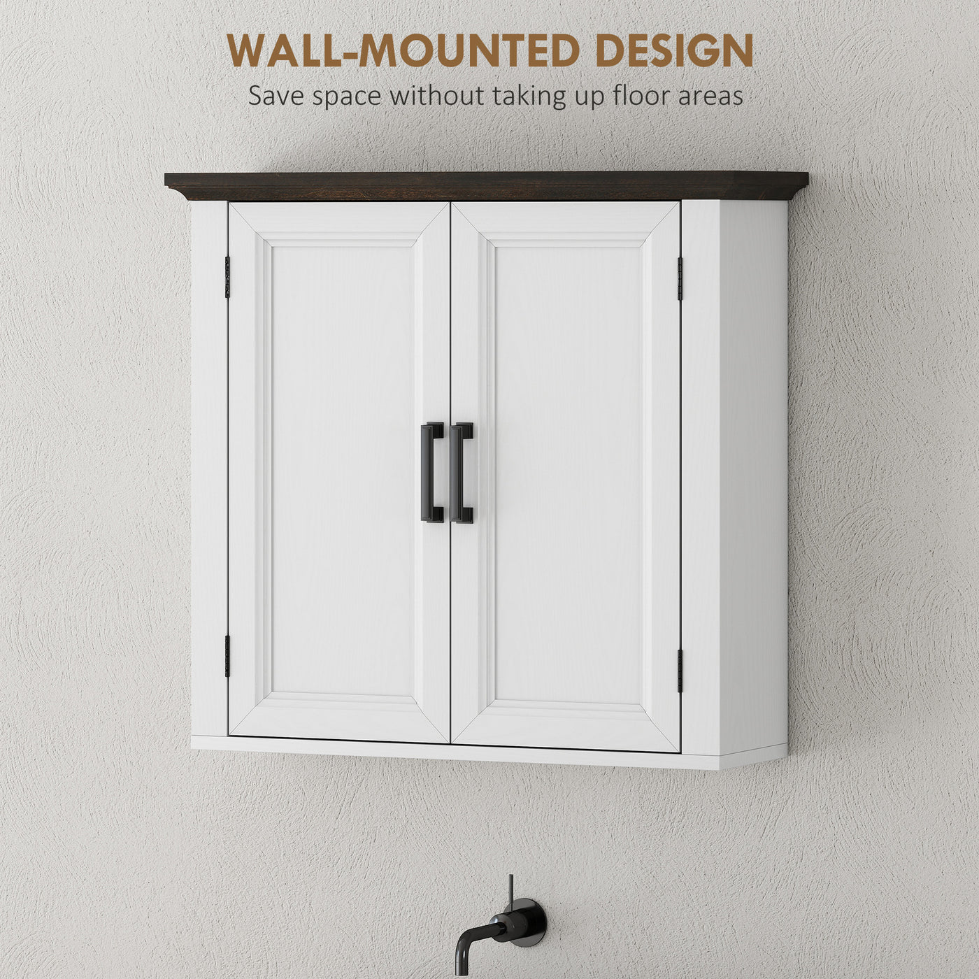 Bathroom Wall Cabinet, Farmhouse Medicine Cabinet Wall Mounted with 2 Doors and Adjustable Shelf, White