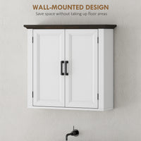 Bathroom Wall Cabinet, Farmhouse Medicine Cabinet Wall Mounted with 2 Doors and Adjustable Shelf, White
