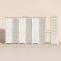 56.9" 6 Panel Wooden Room Divider with Pegboard Display, Folding Privacy Screen for Home Office, White