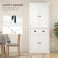 72" Kitchen Pantry, Freestanding Storage Cabinet with Drawer, Doors, Cream White
