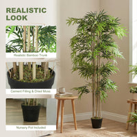 6FT Artificial Bamboo Tree, Fake Plant with 1530 Leaves, Greenery Plant in Nursery Pot for Indoor, Green