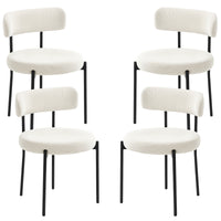 4 Pieces Kitchen Chairs, Modern Dining Chairs with Corduroy Upholstery and Steel Legs for Living Room, Beige