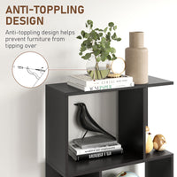 5-Tier Geometric Bookshelf, S Shaped Bookcase, Modern Freestanding Display Shelf Unit for Home Office, Black