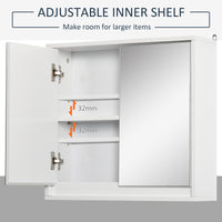 Wall Mounted Bathroom Medicine Cabinet Mirrored Cabinet with Hinged Door 2-Tier Storage Shelves White