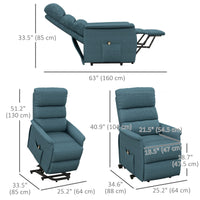 Lift Chair for Elderly, Power Chair Recliner with Remote Control, Side Pockets for Living Room, Blue