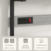 Kitchen Baker's Rack with Power Outlet, Coffee Bar Station with Adjustable Shelves and Hooks, Distressed Grey