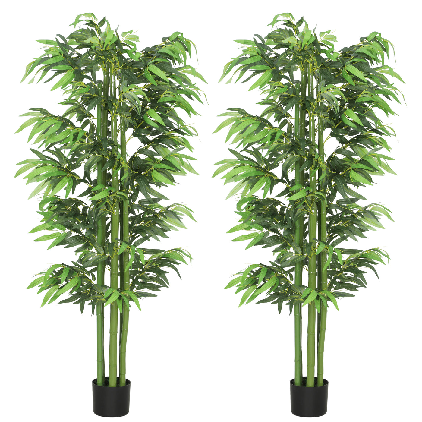 6FT Artificial Bamboo Trees Set of 2, Fake Plants with Nursery Pot for Indoor Decor
