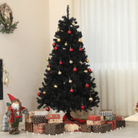 5ft Artificial Christmas Trees with Auto Open and Steel Base, Black