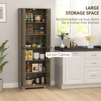 67" Farmhouse Pantry Cabinet with 2 Doors, Tall Storage Cabinet with Adjustable Shelves, Distressed Grey