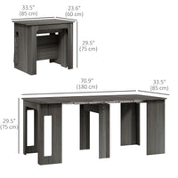 23.6"-70.9" Extendable Dining Table for 6-8 People, Space-Saving Rectangular Kitchen Table for Small Spaces, Dining Room, Kitchen, Living Room, Grey