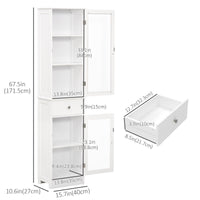 Tall Bathroom Cabinet, Bathroom Storage Cabinet with Drawers, 2 Doors and Adjustable Shelves, White